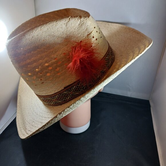 Vintage Western Straw Cowboy Hat 7 1/4 - Picture 4 of 9